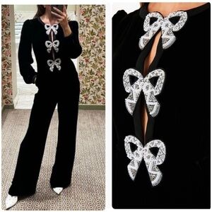 New Saloni Camille Bow Embellished Jumpsuit